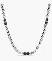 Black Marble and Stainless Steel Beaded Necklace