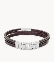 Brown Multi-Strand Leather Bracelet