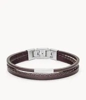 Brown Multi-Strand Leather Bracelet