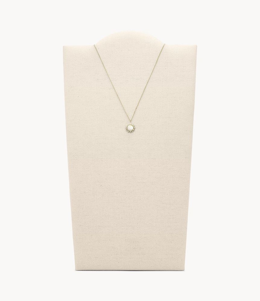 Val You Are My Sunshine Mother-of-Pearl Stainless Steel Pendant Necklace - JF03425710 - Fossil