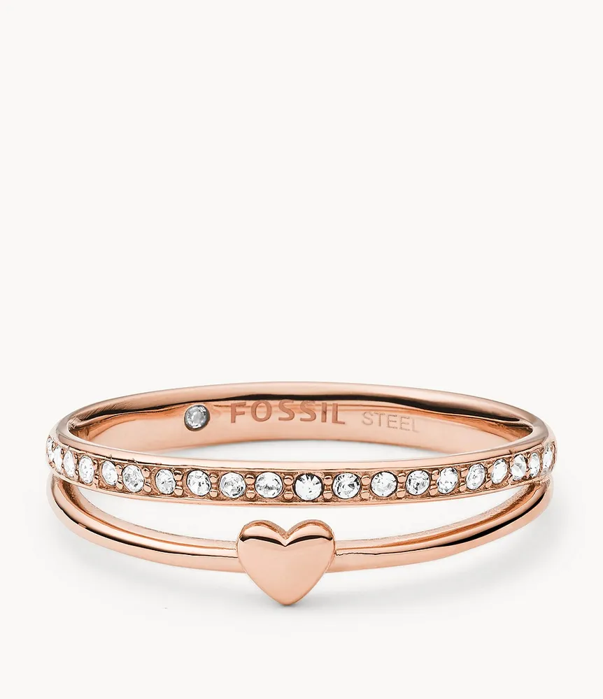 Hearts To You Rose Gold-Tone Stainless Steel Band Ring