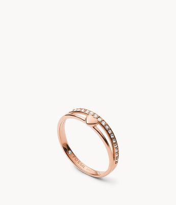 Hearts To You Rose Gold-Tone Stainless Steel Band Ring