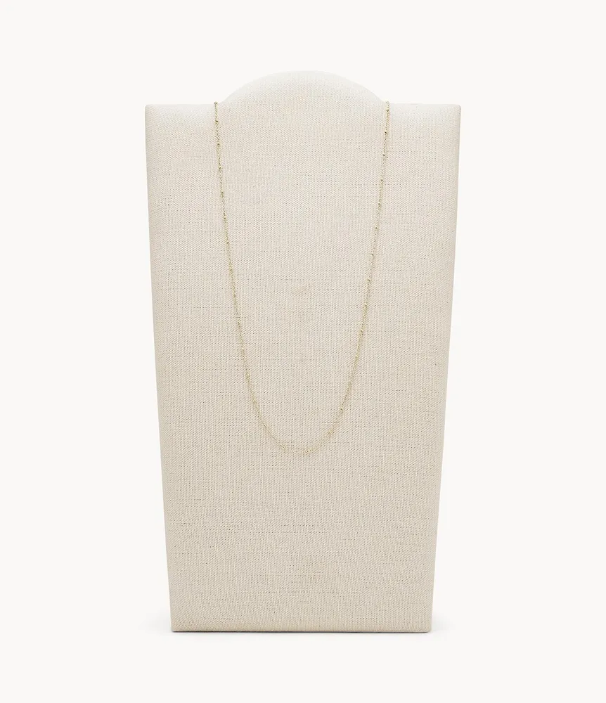 Corra Oh So Charming Long Gold-Tone Stainless Steel Chain Necklace