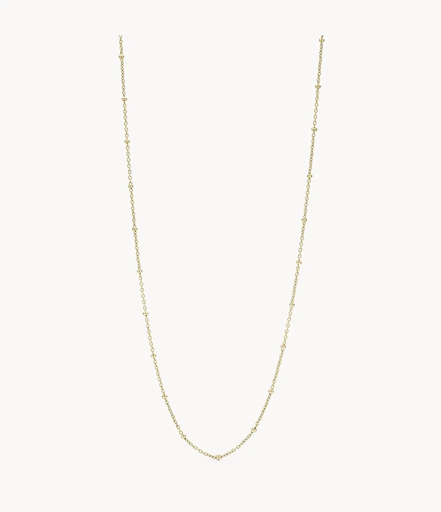 Corra Oh So Charming Long Gold-Tone Stainless Steel Chain Necklace