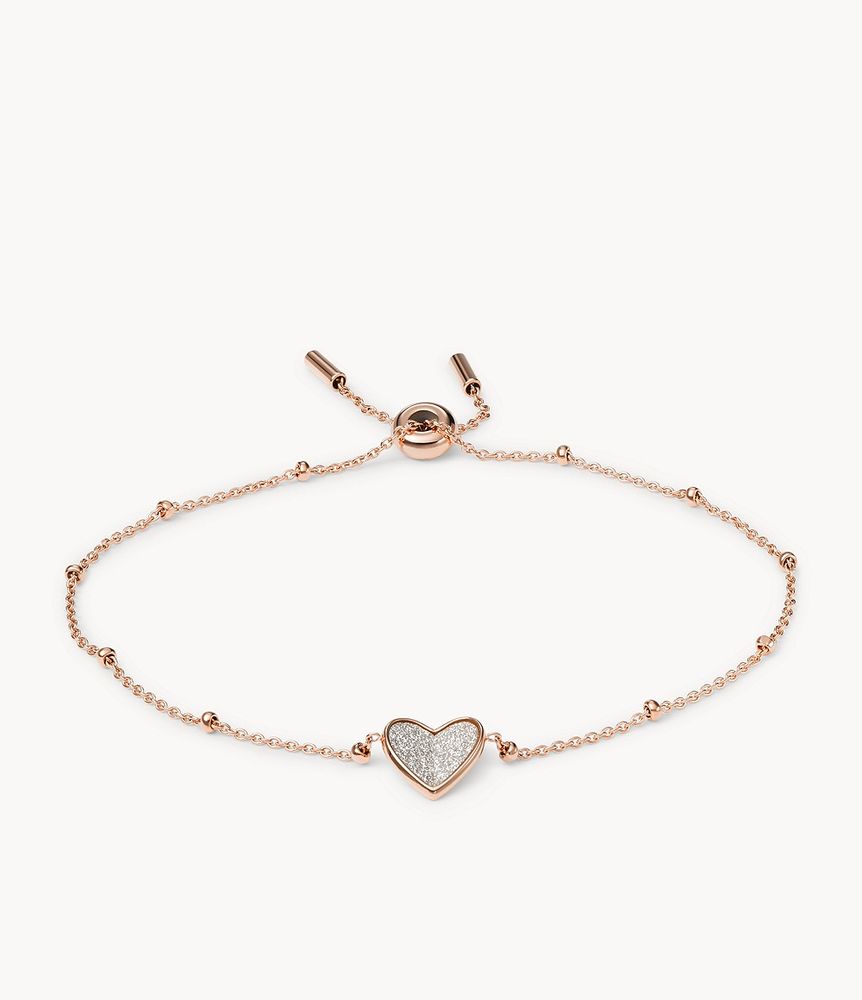 Sadie Flutter Hearts Rose Gold-Tone Stainless Steel Chain Bracelet