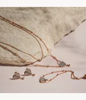 Sadie Flutter Hearts Rose Gold-Tone Stainless Steel Multi-Strand Necklace