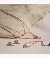 Flutter Hearts Rose Gold-Tone Stainless Steel Multi-Strand Necklace