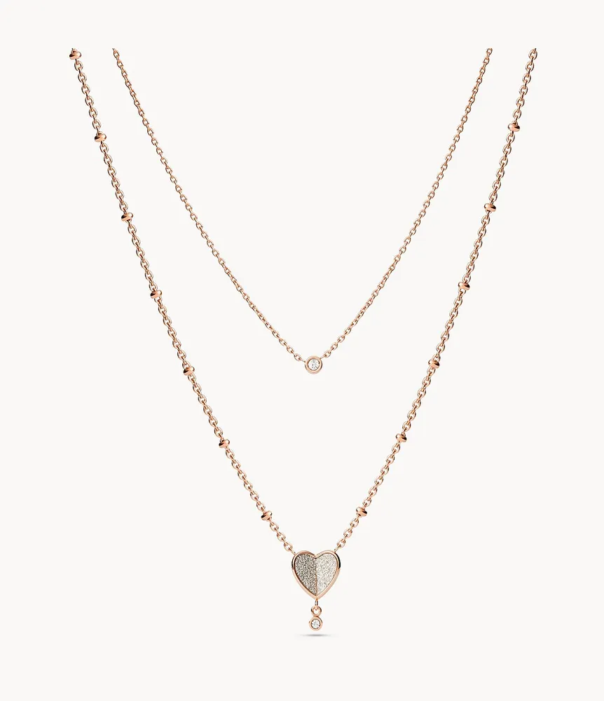 Flutter Hearts Rose Gold-Tone Stainless Steel Multi-Strand Necklace