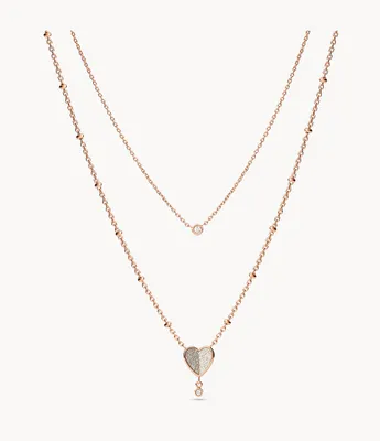 Sutton Flutter Hearts Rose Gold-Tone Stainless Steel Multi-Strand Necklace