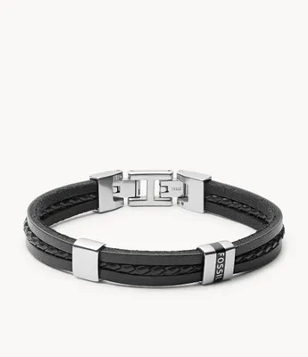 Leather Essentials Black Leather Multi-Strand Bracelet