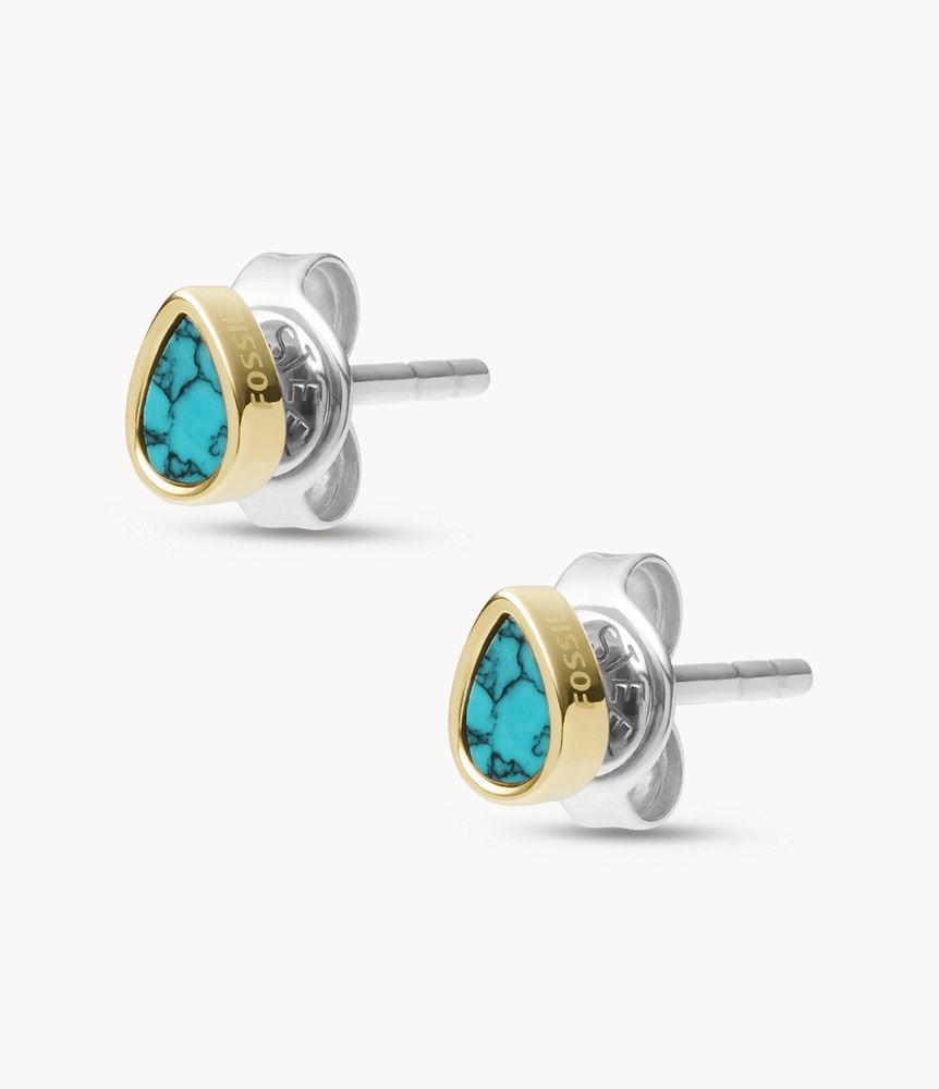 Val Tranquil Summer Turquoise Blue Stud Earrings - JF03729710 - Fossil