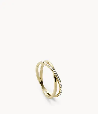 Ellis Pavé Glitz Gold-Tone Stainless Steel Band Ring