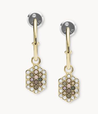 Val Holiday Sparkles Black Mother-of-Pearl Hoop Earring