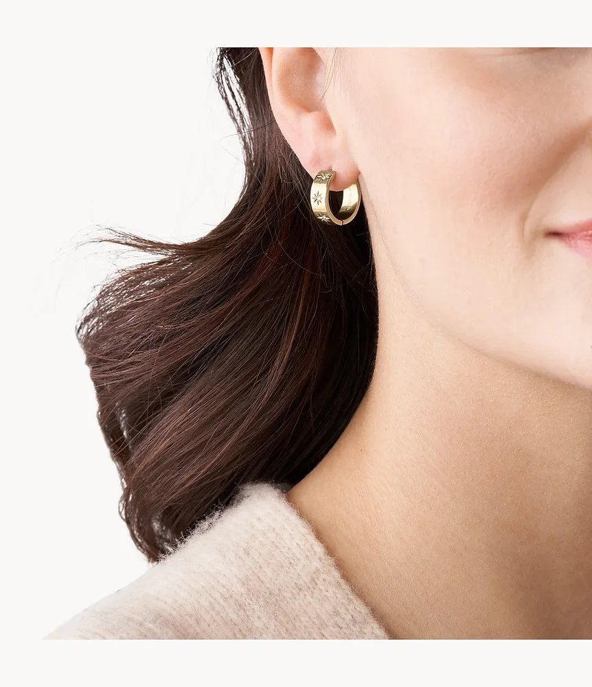 Sutton Shine Bright Gold-Tone Stainless Steel Hoop Earring