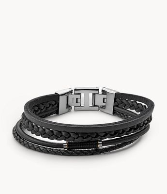 Vintage Casual Black Leather Multi Strand Bracelet