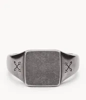 Vintage Casual Adventurer Silver-Tone Stainless Steel Signet Ring