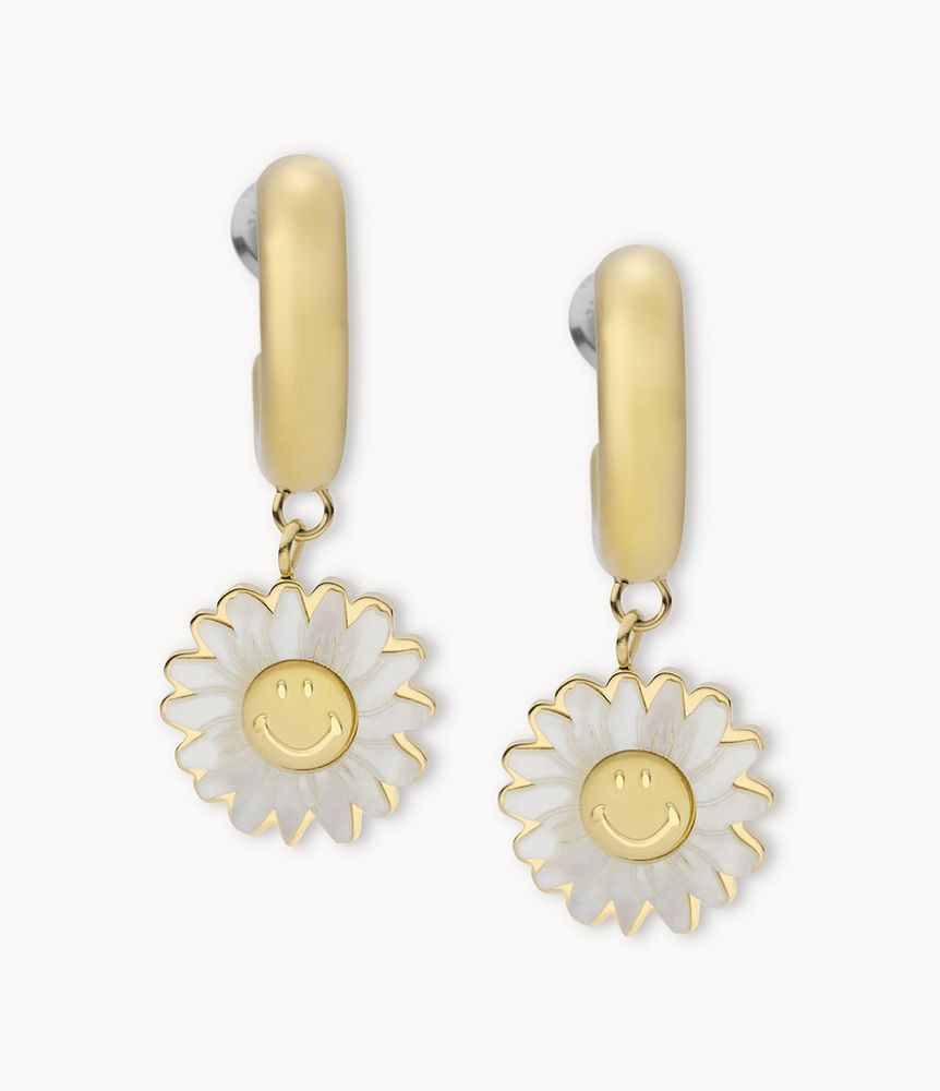 Fossil x Smiley® White Mother-of-Pearl Hoop Earrings - JF04006710 - Fossil  | Plaza Las Americas