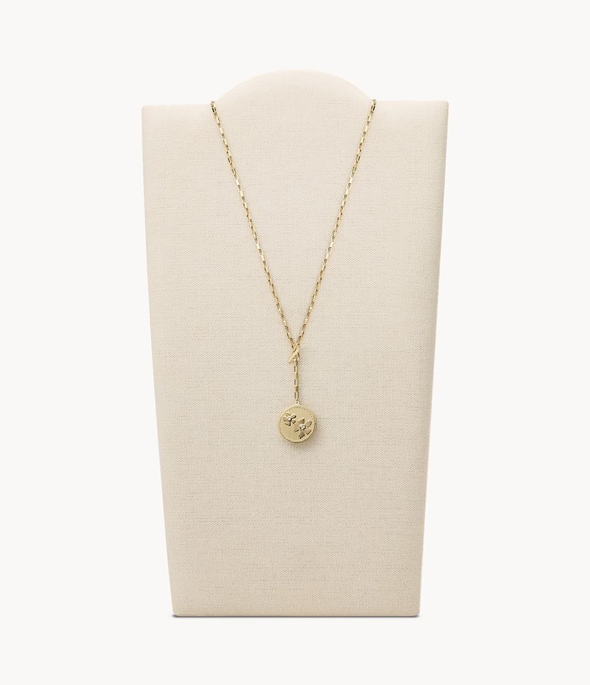 Georgia Vintage Flower Gold-Tone Stainless Steel Y-Neck Necklace - JF04014710 - Fossil