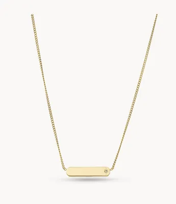 Collier  chane  barre Lane en acier inoxydable ton or