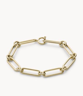 Rowan Oh So Charming Gold-Tone Stainless Steel Chain Bracelet - JF04044710 - Fossil