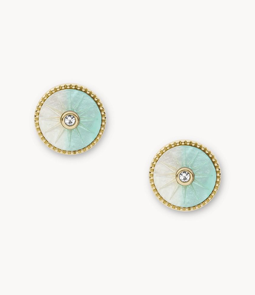 Val Blue Crush Ombre Mother-of-Pearl Stud Earrings - JF04065710 - Fossil