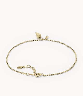 Drew All Stacked Up Gold-Tone Stainless Steel Chain Anklet - JF04070710 - Fossil