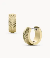 Harlow Linear Texture Gold-Tone Stainless Steel Huggie Hoop Earrings