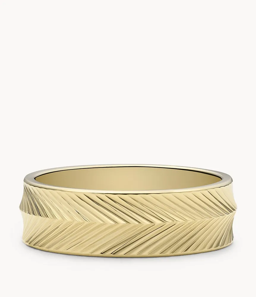 Harlow Linear Texture Gold-Tone Stainless Steel Band Ring