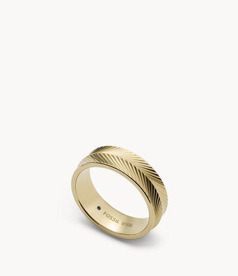 Harlow Linear Texture Gold-Tone Stainless Steel Band Ring