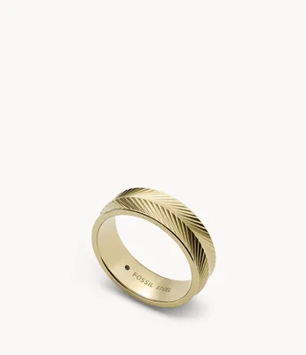 Harlow Linear Texture Gold-Tone Stainless Steel Band Ring