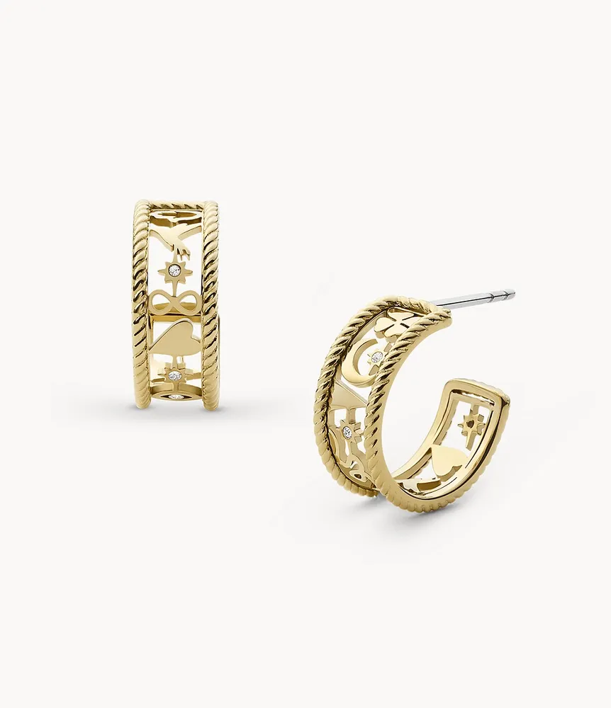 Sutton Golden Icons Gold-Tone Stainless Steel Hoop Earrings