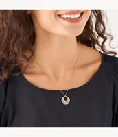 Feather Cut-Out Black Mother-of-Pearl Pendant Necklace