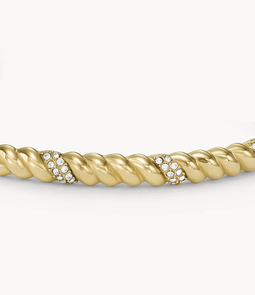 Vintage Twist Gold-Tone Stainless Steel Cuff Bracelet