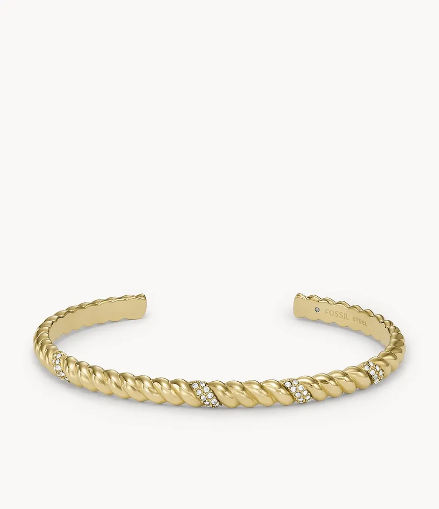 Vintage Twist Gold-Tone Stainless Steel Cuff Bracelet