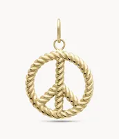 Oh So Charming Gold-Tone Stainless Steel Peace Sign Charm