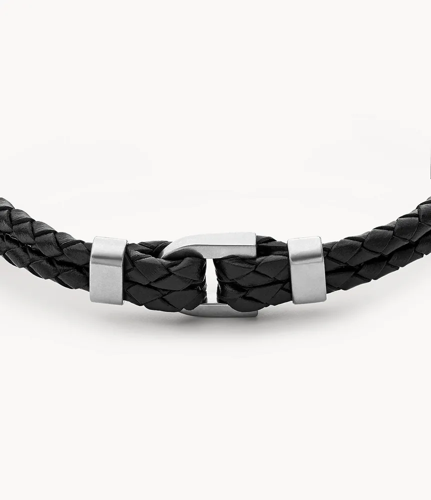 Black MultiStrand Braided Leather Bracelet  JF02935001  Fossil