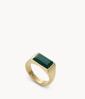 All Stacked Up Reconstituted Green Malachite Signet Ring