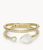 Teardrop White Mother-of-Pearl Prestack Ring