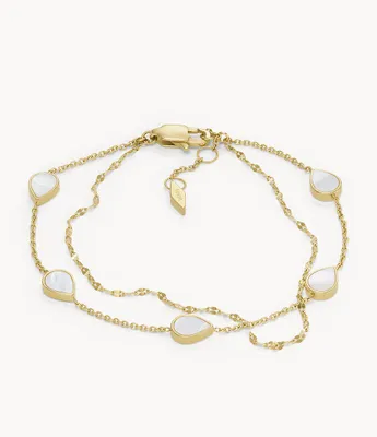 Teardrop White Mother-of-Pearl Chain Bracelet