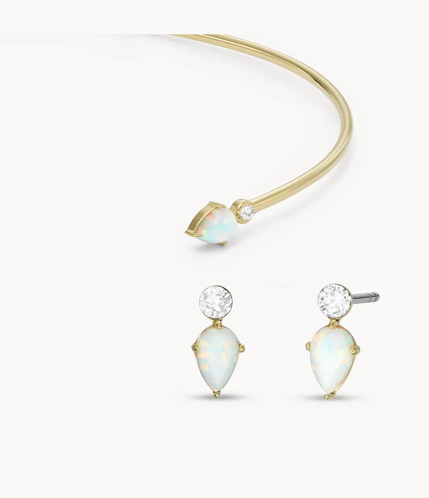 Celestial Opals Synthetic Opal Bracelet and Earrings Set