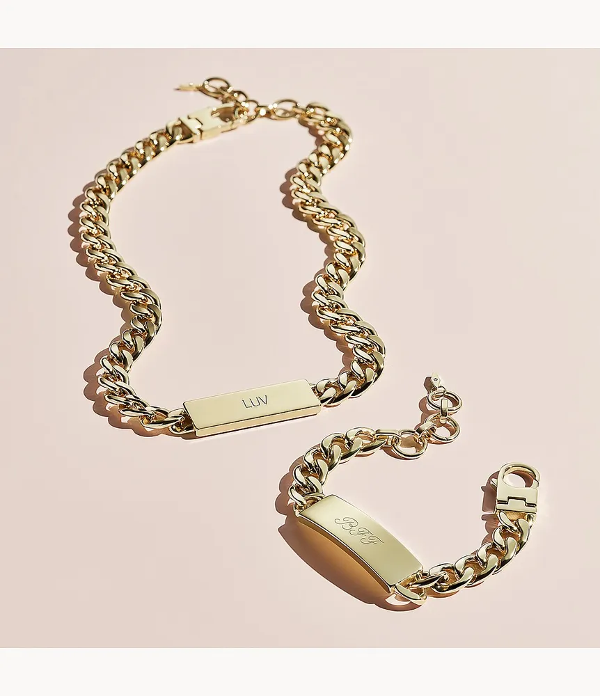 Drew Gold-Tone Stainless Steel ID Necklace