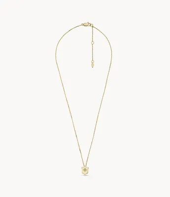 Heritage Essentials Gold-Tone Stainless Steel Shield Pendant Necklace