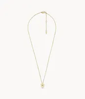 Heritage Essentials Gold-Tone Stainless Steel Shield Pendant Necklace