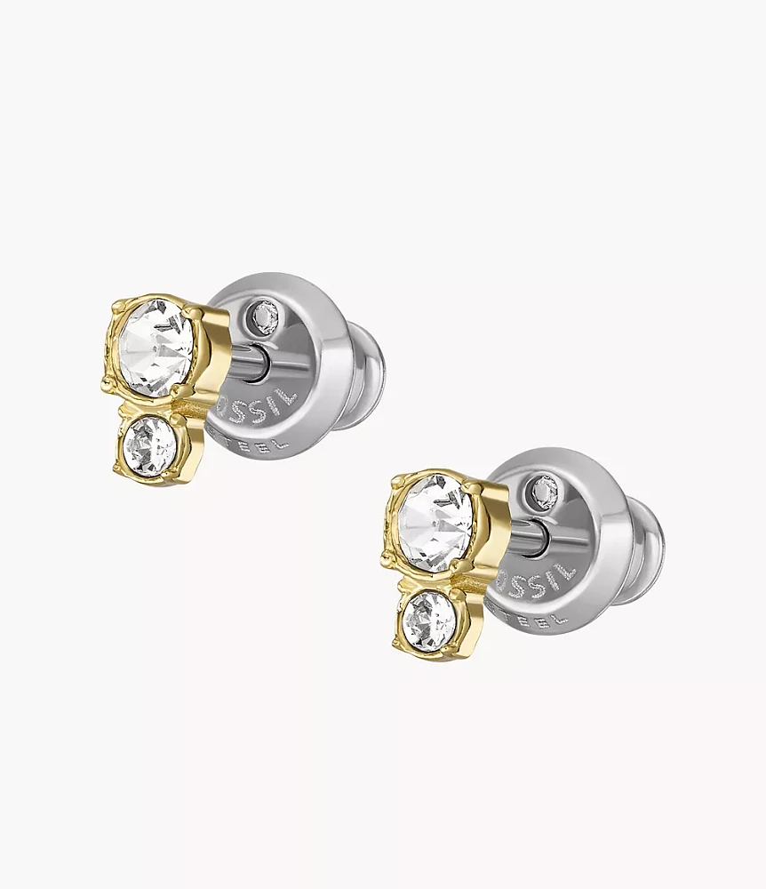 All Stacked Up Gold-Tone Stainless Steel Stud Earrings