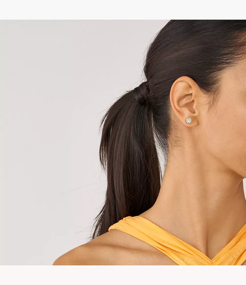 Ellis All Stacked Up Gold-Tone Stainless Steel Stud Earrings