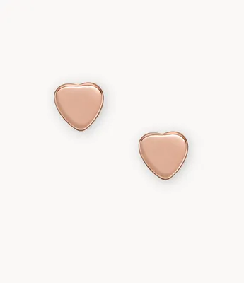 Hearts Rose Gold-Tone Stainless Steel Stud Earrings