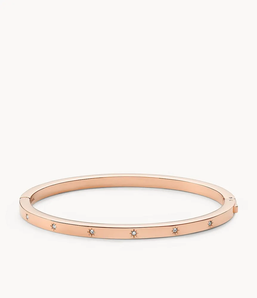 Sadie Shine Bright Rose Gold-Tone Stainless Steel Bangle Bracelet