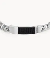 Textured Plaque Stainless Steel Chain Bracelet