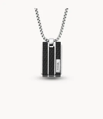 Textured Plaque Stainless Steel Pendant Necklace