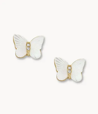 Sutton Radiant Wings White Mother-of-Pearl Stud Butterfly Earrings